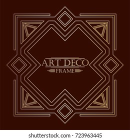 Vintage retro art deco frame with text and golden gradient. Template for design. Vector illustration eps10