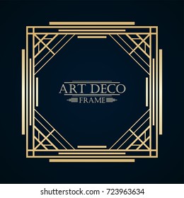 Vintage retro art deco frame with text and golden gradient. Template for design. Vector illustration eps10