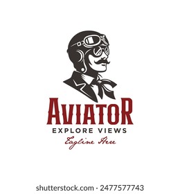 Antiguas Retro Aviator Pilot - Diseño de logotipos	
