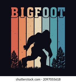 Vintage, Retro Background Bigfoot T shirt design