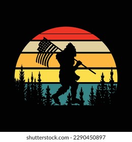 Vintage, Retro Background Bigfoot T shirt design