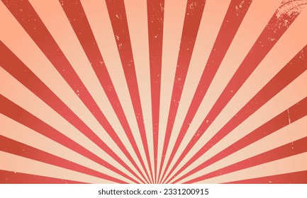 Vintage retro background. Rays with grunge texture. Colorful vintage wallpaper with sunbeams. 