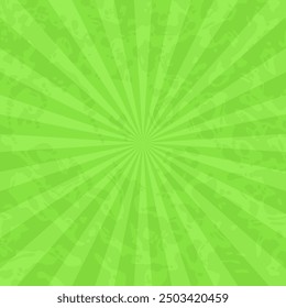 Vintage retro background with rays in shades of green.
