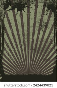 Vintage Retro Background - Sunbeams Rays - Poster, Flyer, Poster Template blank with frame