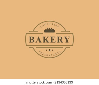 Vintage Retro Badge for Bakery Logos. Good for Bakehouse and Cafe Typography Elements and Silhouettes