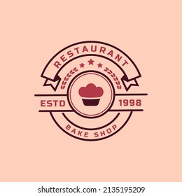 Vintage Retro Badge for Bakery Shop Logos. Bread, Cake, Cafe Logo Vector Design Inspiration