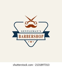 Vintage Retro Badge Barber Shop Logo with Scissors Symbol for Gentleman Haircut Emblem Design Symbol
