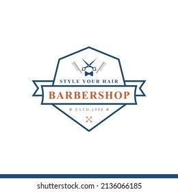 Vintage Retro Badge for Barber Shop Flourish and Calligraphic Typographic Logo Design Inspiration