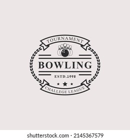 Vintage Retro Badge Bowling Logos Emblems and Logotype Templates