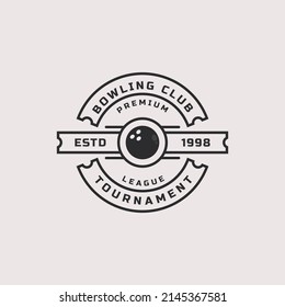 Vintage Retro Badge Bowling Logos Emblems and Logotype Templates