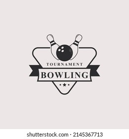 Vintage Retro Badge Bowling Logos Emblems and Logotype Templates