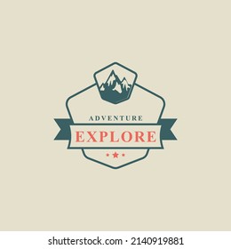 Vintage Retro Badge Camping and Outdoor Adventure Typography Logo Vector Design Inspiration