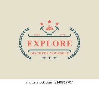 Vintage Retro Badge Camping and Outdoor Adventure Typography Logo Vector Design Inspiration