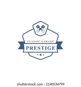 Vintage Retro Badge Car Logo Emblem. Classic Cars Repairs, Tire Service Silhouettes
