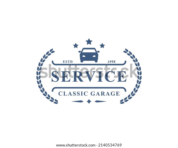 Vintage Retro Badge Car Logo Emblem. Classic\
Cars Repairs, Tire Service\
Silhouettes