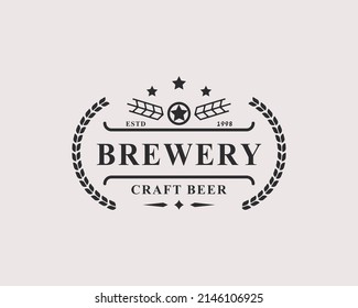 Vintage Retro Badge Craft Beer Brewery Labels and Design Logo Element
