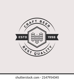 Vintage Retro Badge Craft Beer Brewery Labels and Design Logo Element