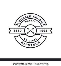 Vintage Retro Badge for Crossed Arrows Rustic Hipster Stamp Logo Design Template Element