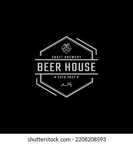 Insignia retro vintage Emblem Beer Brewery con logotipo de lúpulo para Beer House, Bar, Pub, Brewing Company, Tavern, Wine Whiskey Market Symbol