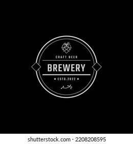 Insignia retro vintage Emblem Beer Brewery con logotipo de lúpulo para Beer House, Bar, Pub, Brewing Company, Tavern, Wine Whiskey Market Symbol