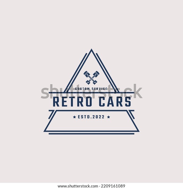 Vintage Retro Badge Emblem Car Auto\
Service logo with Pistons Silhouette Design Linear\
Style