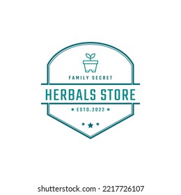Vintage Retro Badge Emblem Garden and Farm Logo Design Linear Style
