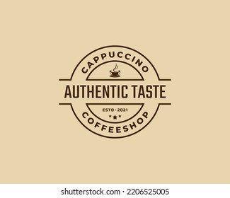 Vintage Retro Badge Emblem Logotype Coffee Shop with Coffee Bean Silhouette Logo Design Linear Style
