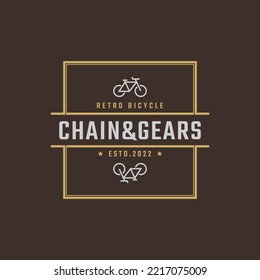 Vintage Retro Badge Emblem Logotype Bicycle Logo Design Linear Style