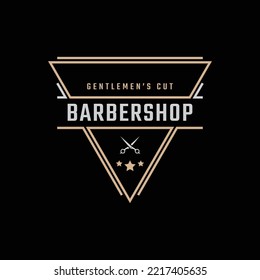 Vintage Retro Badge Emblem Logotype Barber Shop Logo Design Linear Style