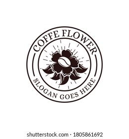 emblema del emblema del emblema retro vintage Ilustración del icono Flor y café
