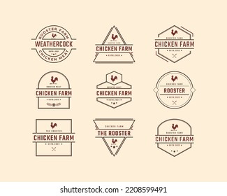 Vintage Retro Badge Emblem Rooster Red Cock Logo. Great for Farm Restaurant Food Agriculture and others Businesses