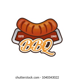 vintage retro badge, label, logo design templates for Sausage, Grill, and steak house. Steak Restaurant Logo in White Isolated Background. EPS 10