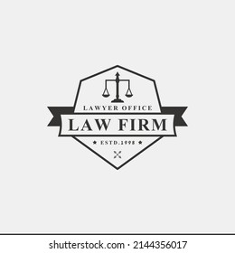 Vintage Retro Badge Lawyer Law Office Logo Vector Design Inspiration