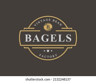 Vintage Retro Badge for Letter B for Bagels Logo Emblem Design Symbol