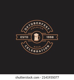 Vintage Retro Badge Oktoberfest Label Typographic Design Willkommen Zum Invitations Beer Festival Celebration Logo