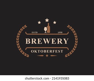 Vintage Retro Badge Oktoberfest Label Typographic Design Willkommen Zum Invitations Beer Festival Celebration Logo