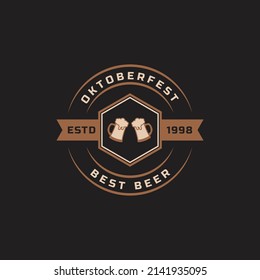 Vintage Retro Badge Oktoberfest Label Typographic Design Willkommen Zum Invitations Beer Festival Celebration Logo