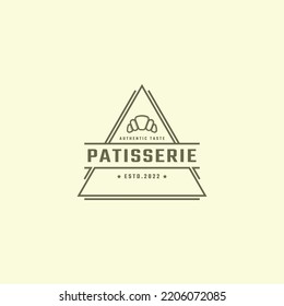 Vintage Retro Badge Pastry Bakery Vector Logo Template Element