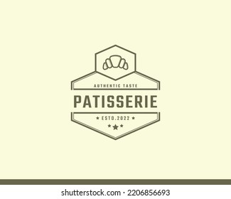Vintage Retro Badge Pastry Bakery Vector Logo Template Element
