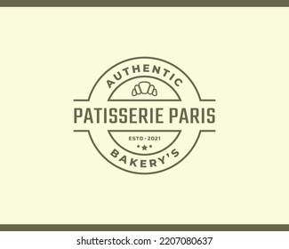Vintage Retro Badge Pastry Bakery Vector Logo Template Element
