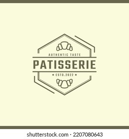 Vintage Retro Badge Pastry Bakery Vector Logo Template Element