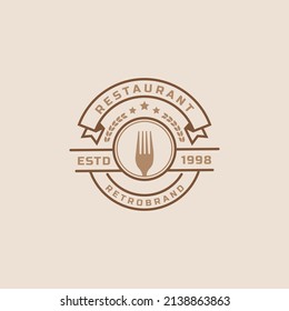 Vintage Retro Badge Restaurant and Cafe icons, Fast Food Logo Design Silhouettes