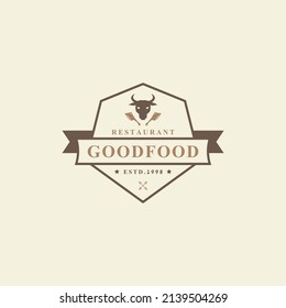 Vintage Retro Badge Restaurant and Cafe icons, Fast Food Logo Design Silhouettes