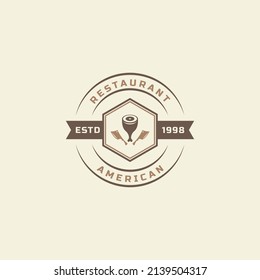 Vintage Retro Badge Restaurant and Cafe icons, Fast Food Logo Design Silhouettes