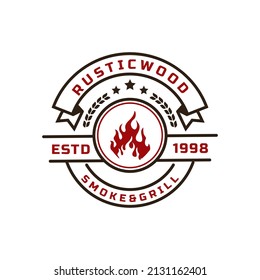 Insignia retro vintage para asador rústico de barbacoa, parrillada, marca de etiqueta de barbacoa elemento de plantilla de diseño