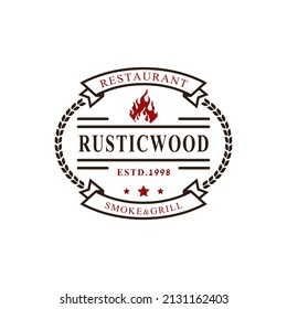 Vintage Retro Badge for Rustic BBQ Grill, Barbecue, Barbeque Label Stamp Logo Design Template Element