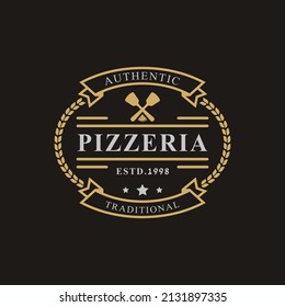 Vintage Retro Badge for Spatula Pizza Pizzeria Logo Emblem Design Symbol