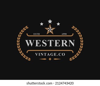 Vintage Retro Badge for Western Country Emblem Texas Logo Design Template Element