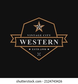 Vintage Retro Badge for Western Country Emblem Texas Logo Design Template Element