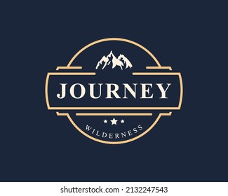 Vintage Retro Badge Wilderness Mountain Adventure Logo for Outdoor Camp Emblem Design Template